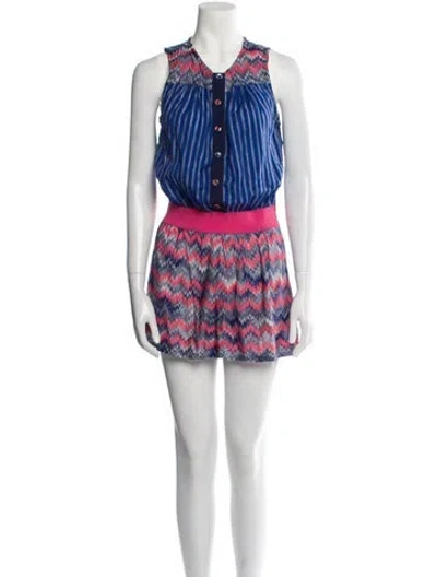 Pre-owned Missoni Silk Striped Romper In Blue