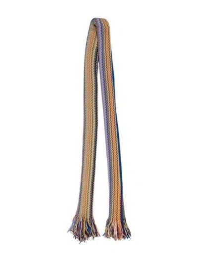 Pre-owned Missoni Silk Striped Scarf In Blue