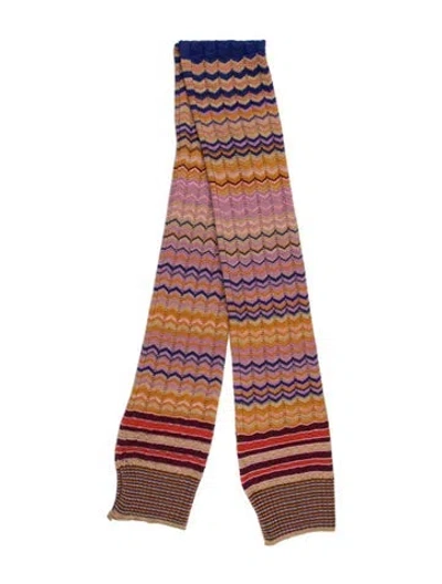 Pre-owned Missoni Silk Striped Scarf In Pink