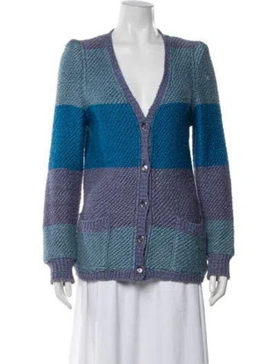 Pre-owned Missoni Silk Striped Sweater In Blue