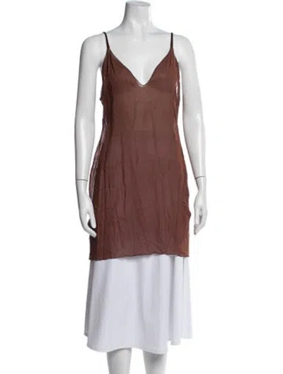 Pre-owned Missoni Silk V-neck Tunic In Brown