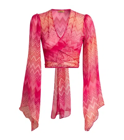 Missoni Silk Zigzag Crop Top In Red