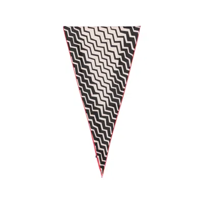 Missoni Silk Zigzag Print Triangle Scarf In Gray