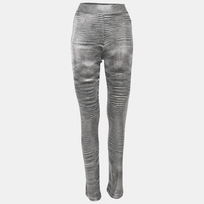 Pre-owned Missoni Silver Jersey Straight Pants S