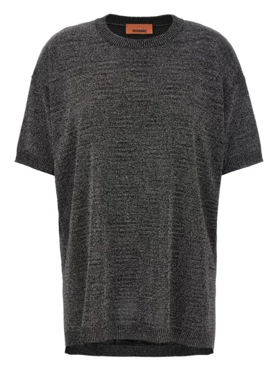MISSONI MISSONI SILVER LUREX CREW NECK T-SHIRT