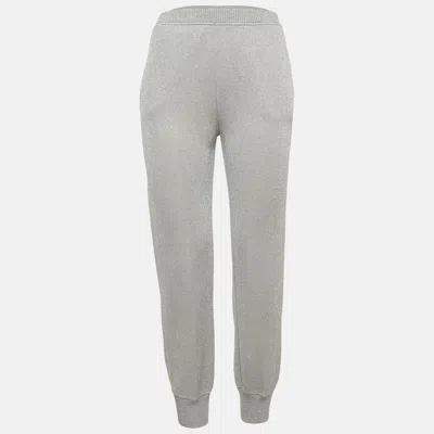 Pre-owned Missoni Silver Lurex Knit Track Pants S