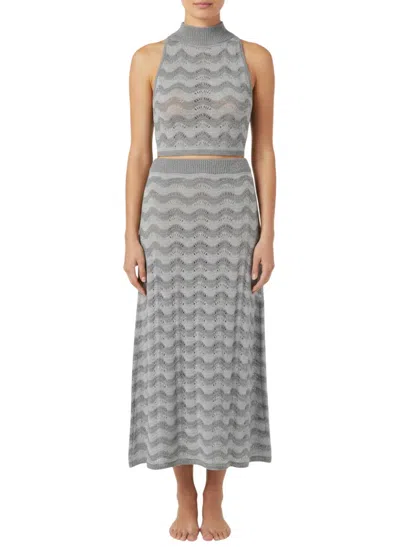 Missoni Silver Stripes Midi Skirt In Multi