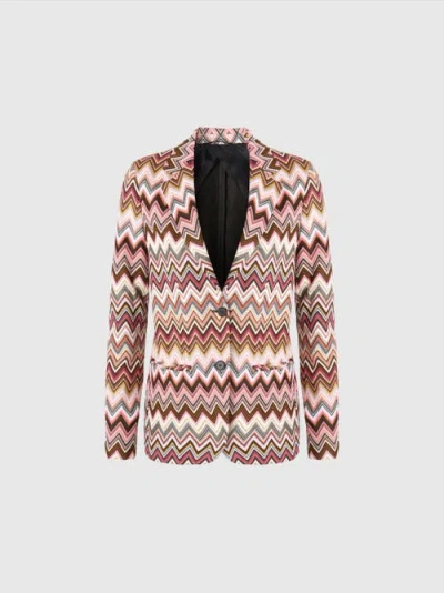 MISSONI MISSONI SINGLE-BREASTED BLAZER IN COTTON AND ZIGZAG VISCOSE