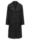 Missoni Single-breasted Chevron Lamé Coat Coats, Trench Coats Black In Black