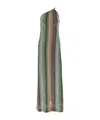 Missoni Womens Green Red And Sky Tones Striped One-shoulder-strap Knitted Maxi Dress In Gray