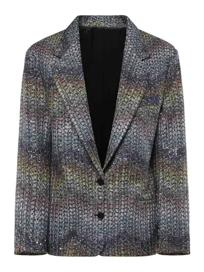 Missoni Single-breasted Lam Viscose Blazer In Multicolour