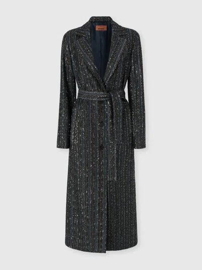 Missoni Single-breasted Long Coat In Multi