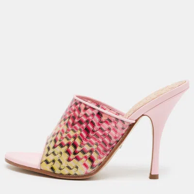 Pre-owned Missoni Size 36 Multicolor Zigzag Pvc And Leather Slide Sandals
