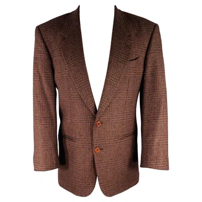 Pre-owned Missoni Size 38 Brown Black Glenplaid Virgin Wool Oversized Sport Coat