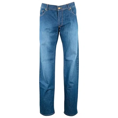 Pre-owned Missoni Size 39 Blue Contrast Stitch Cotton Straight Five Pockets Jeans