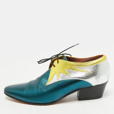 Pre-owned Missoni Size 39 Metallic Leather Lace Up Oxfords