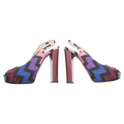 Pre-owned Missoni Size Eu 37 Us 6.5. Platforms Peep Toe Block Heels Shoes Italy In Gray