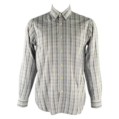 Pre-owned Missoni Size L Grey Multi-color Zig Zag Stripe Long Sleeve Shirt In Gray