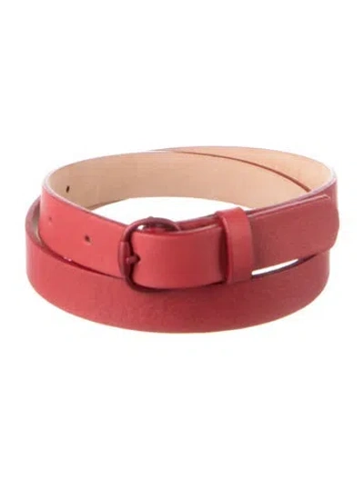Pre-owned Missoni Skinny Leather Waist Belt In Red