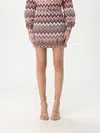 Missoni Pink Mini Skirt With Zig Zag Motif In Cotton And Viscose Blend Woman In Multicolor