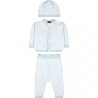 Missoni Sky Blue Birth Suit For Baby Boy With Chevron Pattern