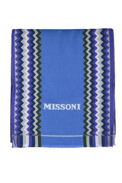 Missoni Sky Blue Purple Wool Scarf