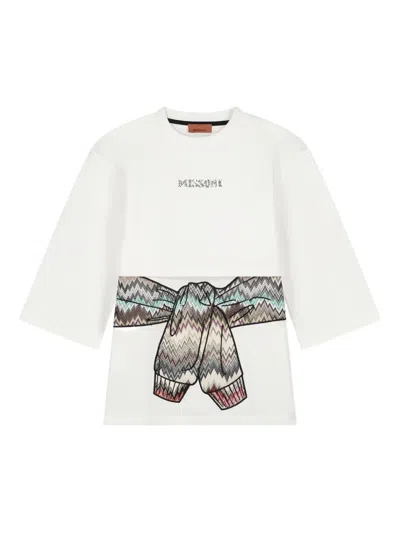 Missoni Kids' Sleeve-print Dress In White