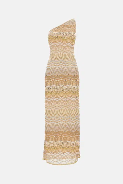 Missoni Sleeveless Asymmetric Dress In Neutral