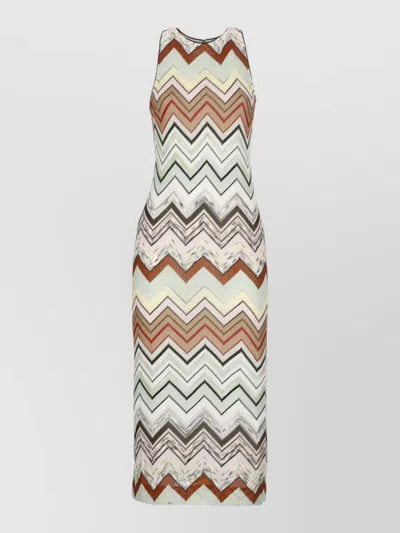 Missoni Sleeveless Chevron Knit Midi Dress In Multi