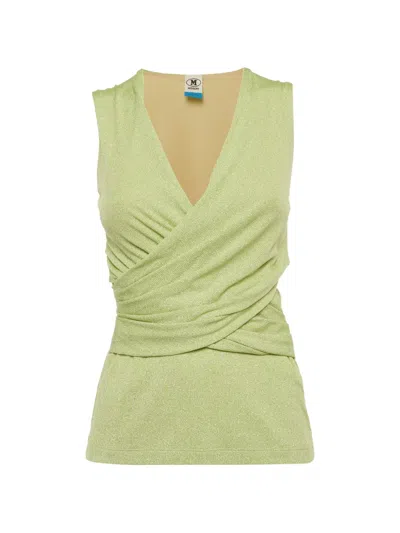 Pre-owned Missoni Sleeveless Draped Top In Green