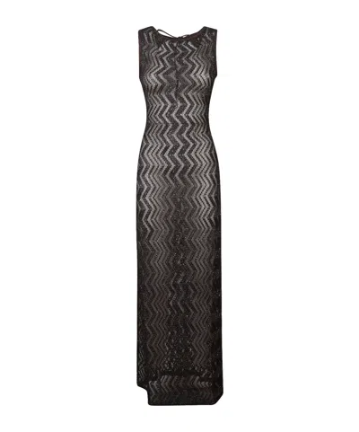 Missoni Zigzag-pattern Maxi Dress In Brown
