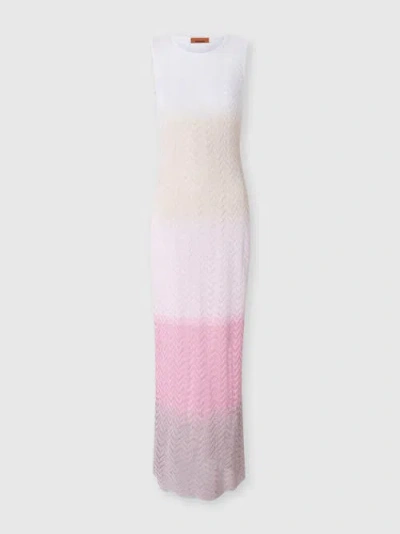 Missoni Sleeveless Dress In Shaded Chevron Viscose In Multicoloured
