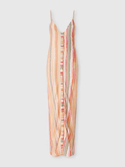 Missoni Ärmelloses Kleid Mit Zick-zack-lamé-bund Und Zentraler Knopfleiste In Multicoloured