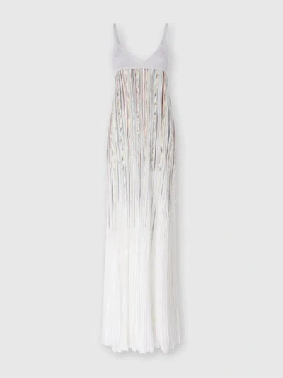 Missoni Sleeveless Flame-effect Viscose Lamé Gown In White