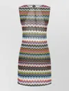 Missoni Sleeveless Knit Dress Round Neckline Zigzag In Multi