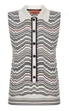 Missoni Sleeveless Knit Polo In Multi