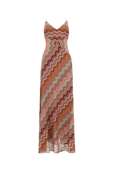 Missoni Long Dress With Crossover Straps In Brown