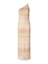 Missoni One-shoulder Sequin-embellished Striped Metallic Crochet-knit Maxi Dress In Gold
