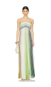 Missoni Sequin-embellished Metallic Crochet-knit Halterneck Maxi Dress In Metallic Silver,green