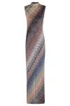 Missoni Sleeveless Long Dress Blue Tones On Dark Base In Multi