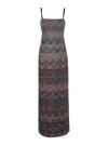 Missoni Multicolor Long Dress With Zigzag Motif In Fabric Woman In Multi