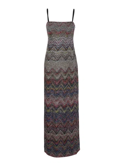 MISSONI MULTICOLOR LONG DRESS WITH ZIGZAG MOTIF IN FABRIC WOMAN