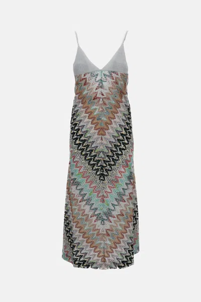 Missoni Multicolor Sleeveless Long Dress In Gray