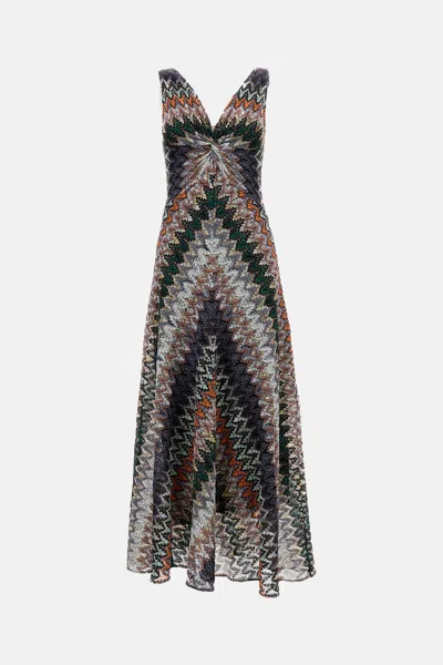 Missoni Multicolor Sleeveless Long Dress In Gray