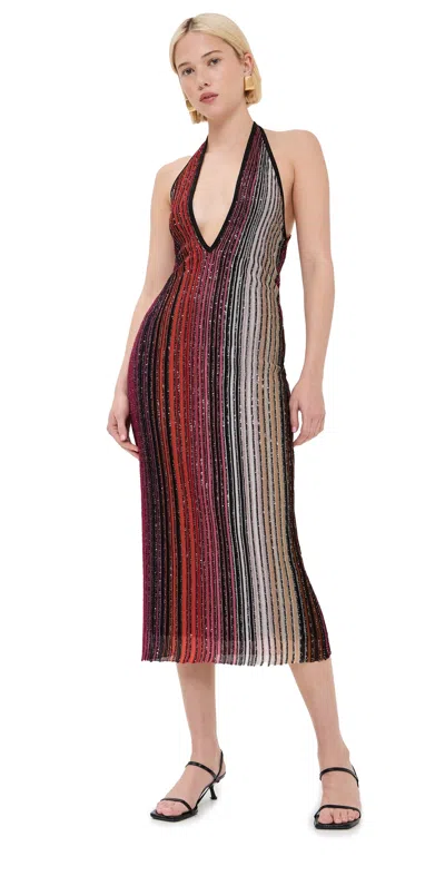 MISSONI SLEEVELESS LONG DRESS RED AND BLACK TONES