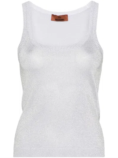 Missoni Sparkle Scoop Neck Sweater Tank In White