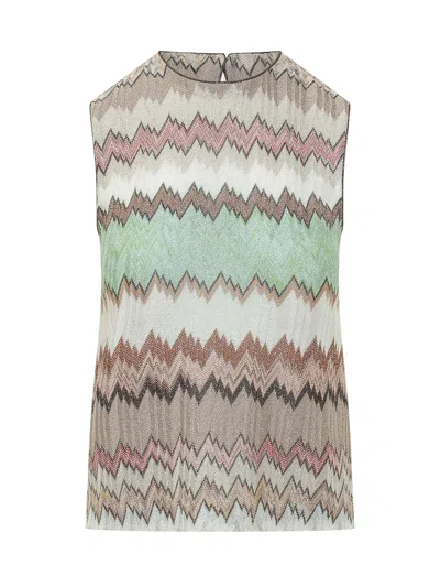 Missoni Sleeveless Metallic Suit Short Mini In Multi