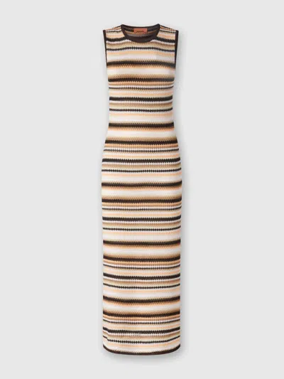 MISSONI ÄRMELLOSES MIDIKLEID AUS GESTREIFTER WOLLE UND VISKOSE