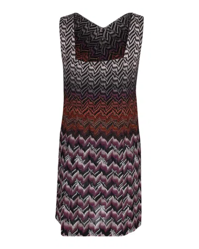Missoni Sleeveless Mini Dress In Multicolor Print Cupro