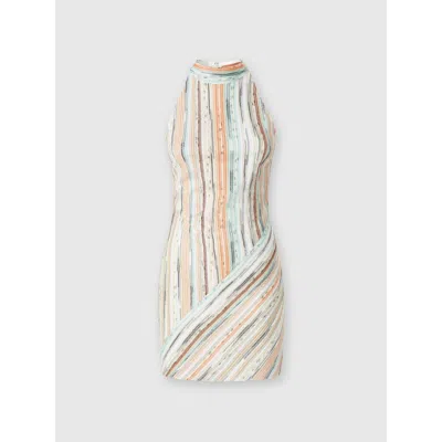 MISSONI MISSONI SLEEVELESS MINI-DRESS IN STRIPED LAMÉ SLUB VISCOSE